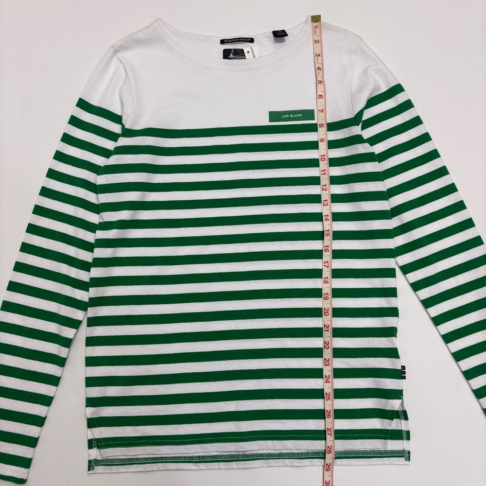 NWT Scotch & Soda AMSTERDAMS BLAUW Green and White Striped Shirt - Picture 8 of 10